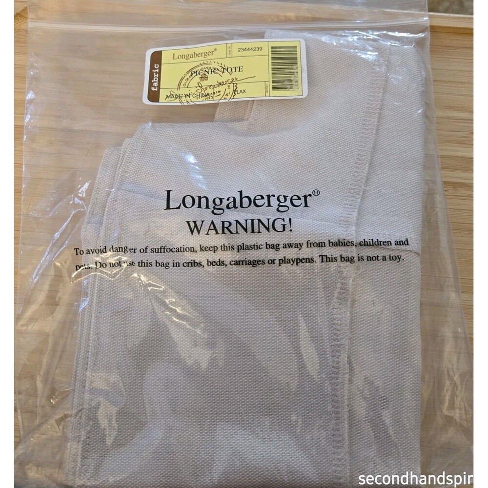 Longaberger Picnic Tote  Flax Fabric Liner